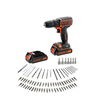 BLACK & DECKER BDCDC18BAFC - Drill-driver - Li Ion 2x18 V battery + 80 accessories - Orange