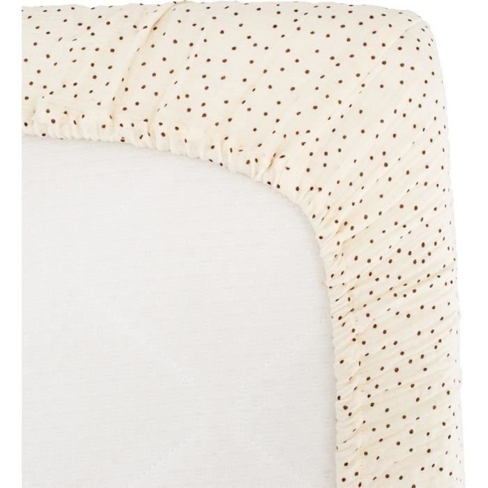 Fitted sheet - DOMIVA - 60x120 cm - Polka dots - Cotton gauze