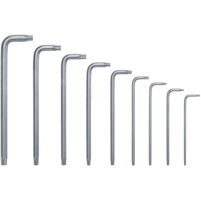 Bosch 9-Piece Torx Key Set (S2 Steel Multi-Keys TX8-TX40 Long Side Rust-Proof Surface, Storage Bar)