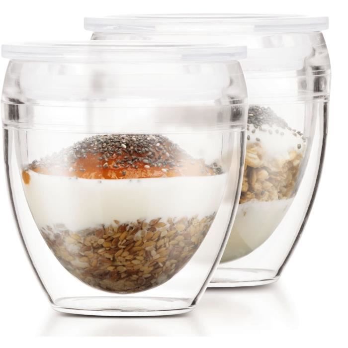 Set of 2 cups - BODUM - Pavina To Go - Double-walled plastic - Airtight lid - 20 cl - Transparent