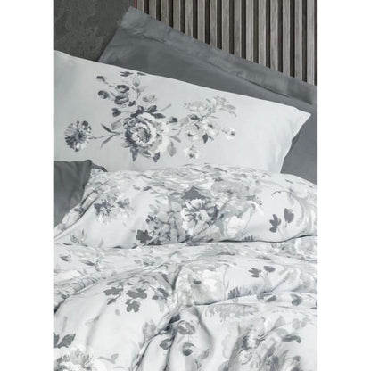 Bedding set - 1 duvet cover 220 x 240 cm + 2 pillowcases 60 x 60 cm - 100% cotton satin - Grey