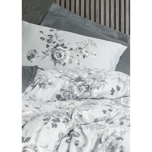 Bedding set - 1 duvet cover 220 x 240 cm + 2 pillowcases 60 x 60 cm - 100% cotton satin - Grey