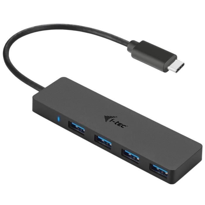 USB-C HUB I-TEC with 4 USB 3.0 Ports with Integrated Cable 20cm