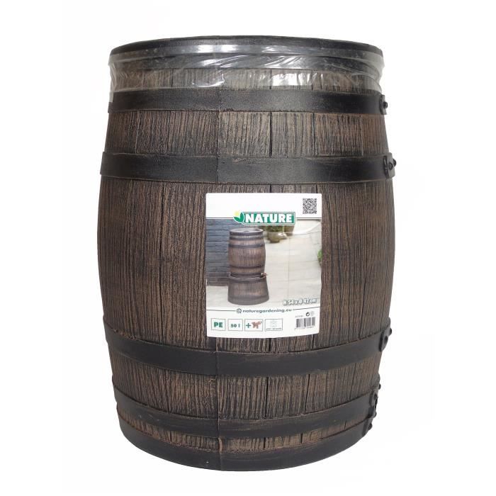 Barrel-shaped water collector - NATURE - Rotomoulded PE - 50 litres - Accessories included