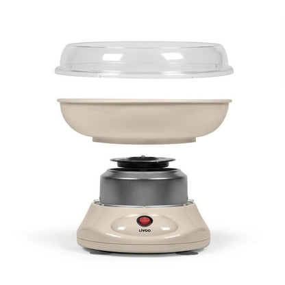 Cotton candy machine - LIVOO - DOM468C - 450W - Removable bowl and lid - Measuring spoon and 10 bamboo sticks included