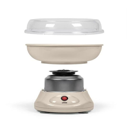 Cotton candy machine - LIVOO - DOM468C - 450W - Removable bowl and lid - Measuring spoon and 10 bamboo sticks included