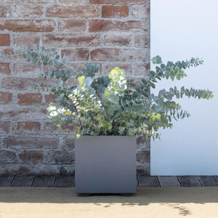 Cube Flower Pot - DEROMA - Millennium R - Ashgrey - Self-Watering - 25 cm