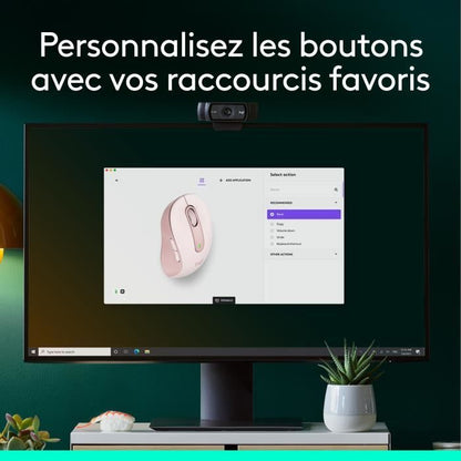 Logitech Signature M650 L Wireless Mouse - Quiet Large Size, Bluetooth, Programmable Buttons - Pink