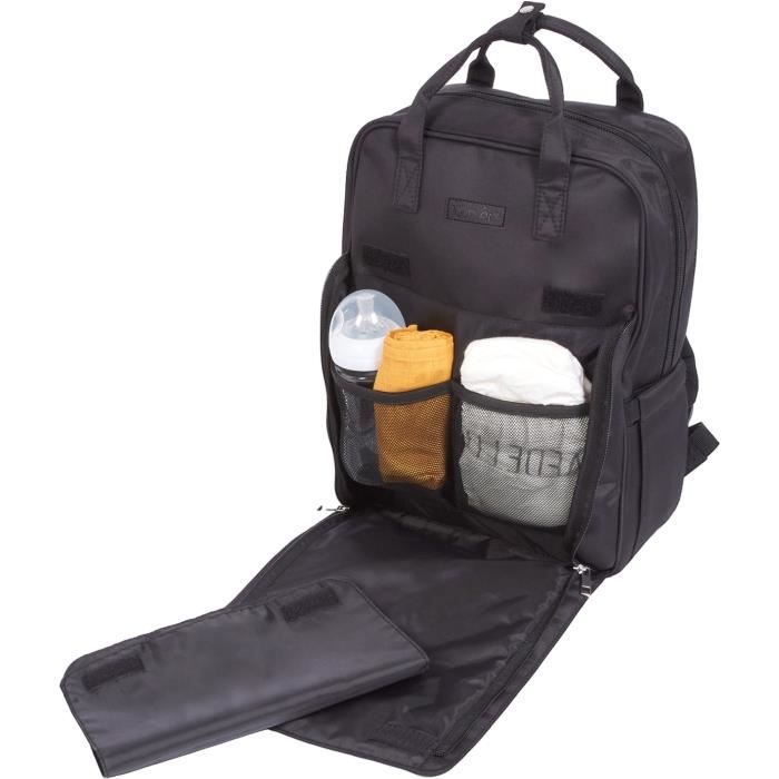 Diaper bag - TINEO - Backpack shape - Quilted - Black
