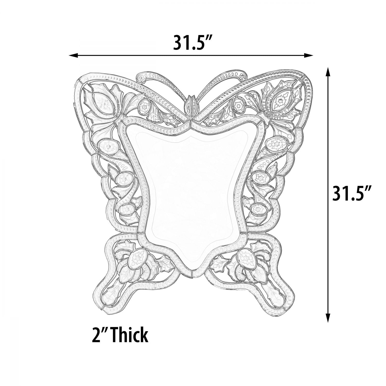 Venetian 80 Cm Butterfly Mirror