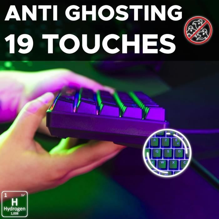 Gaming Keyboard - THE G-LAB - KEYZ-HYDROGEN/FR - 60% Black Membrane