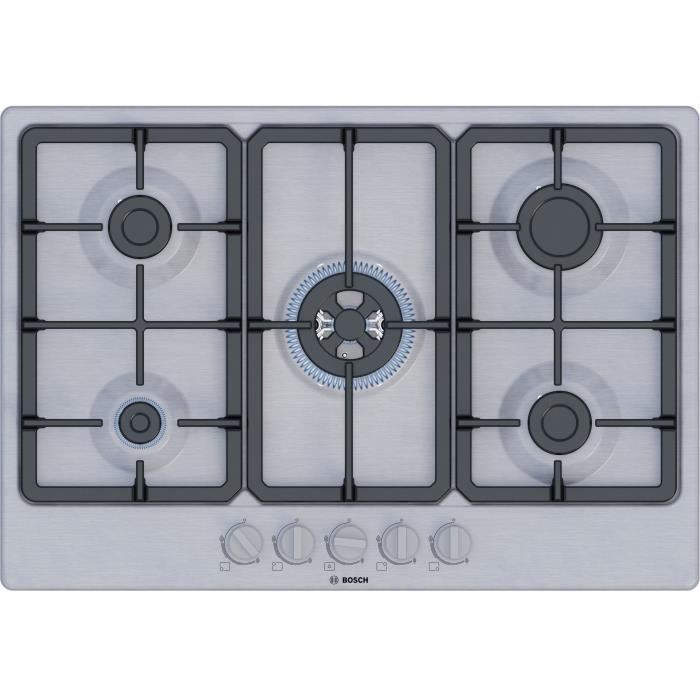 Gas hob - BOSCH Series 4 - 5 burners - 52 x 75 x 4.5 cm - PGQ7B5K90 - Stainless steel