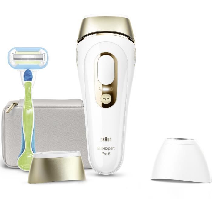 Pulsed Light Epilator - BRAUN - Silk expert Pro 5 - Home Hair Removal - Pouch - Venus Razor - 2 Heads - PL5152