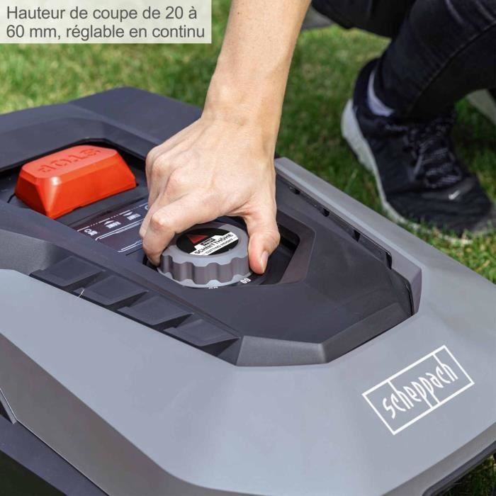 Scheppach RoboCut L500 Connected Robot Lawn Mower 400m2 with Charging Station | Up to 400 m² | Rain Sensor | WiFi & BT