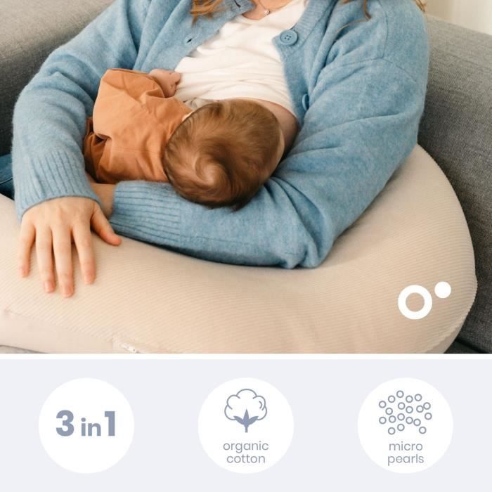 Pregnancy and nursing pillow - DOOMOO - Buddy - Ultra comfort - Oeko-Tex certified - Corduroy Beige