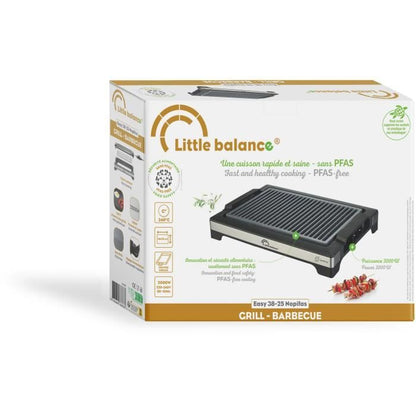 LITTLE BALANCE Electric Barbecue - Easy Nopifas - Cooking surface 38 x 25 cm - PFAS-free microceramic coating - 2000W