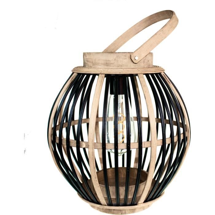 Bamboo solar lamp - Olivie - Black