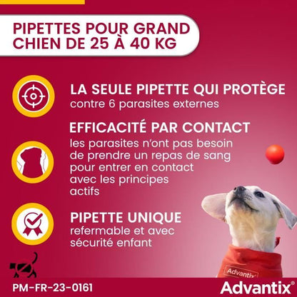 Advantix Dog Large breed antiparasitic solution 25 A 40kg 6 pipettes