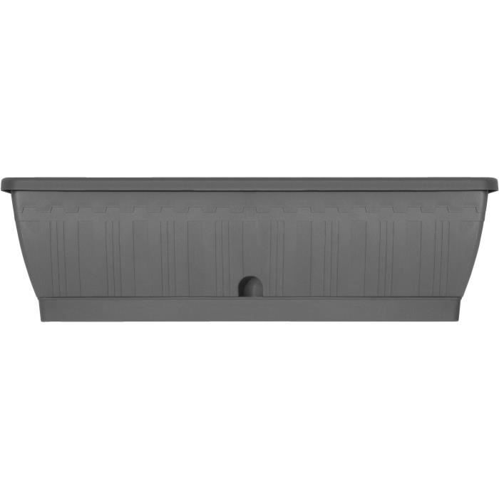 Planter - GARDEN ID Terraflor - Anthracite 60cm - Solidity - Water reserve - Recycled & 100% recyclable - Volume for plants.