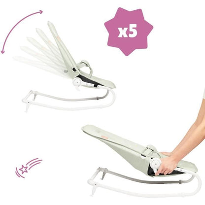 BADABULLE Foldable and ultra compact deckchair, play arch, lichen / water green