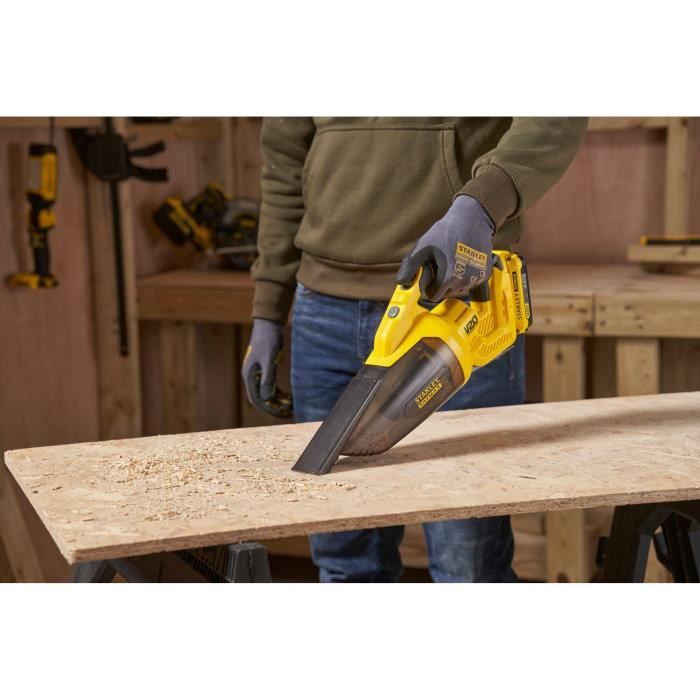 Cordless handheld vacuum cleaner - 18V - 45 Air Watts, 1300 L/min, 500 ml - V20 range - STANLEY FATMAX, SFMCVH001B-XJ