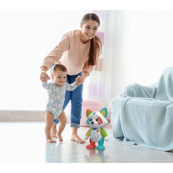 Baby Clementoni - Oliver, the playful raccoon - Interactive game - 4 game modes: Emotions, Meal, Story and Exploration.