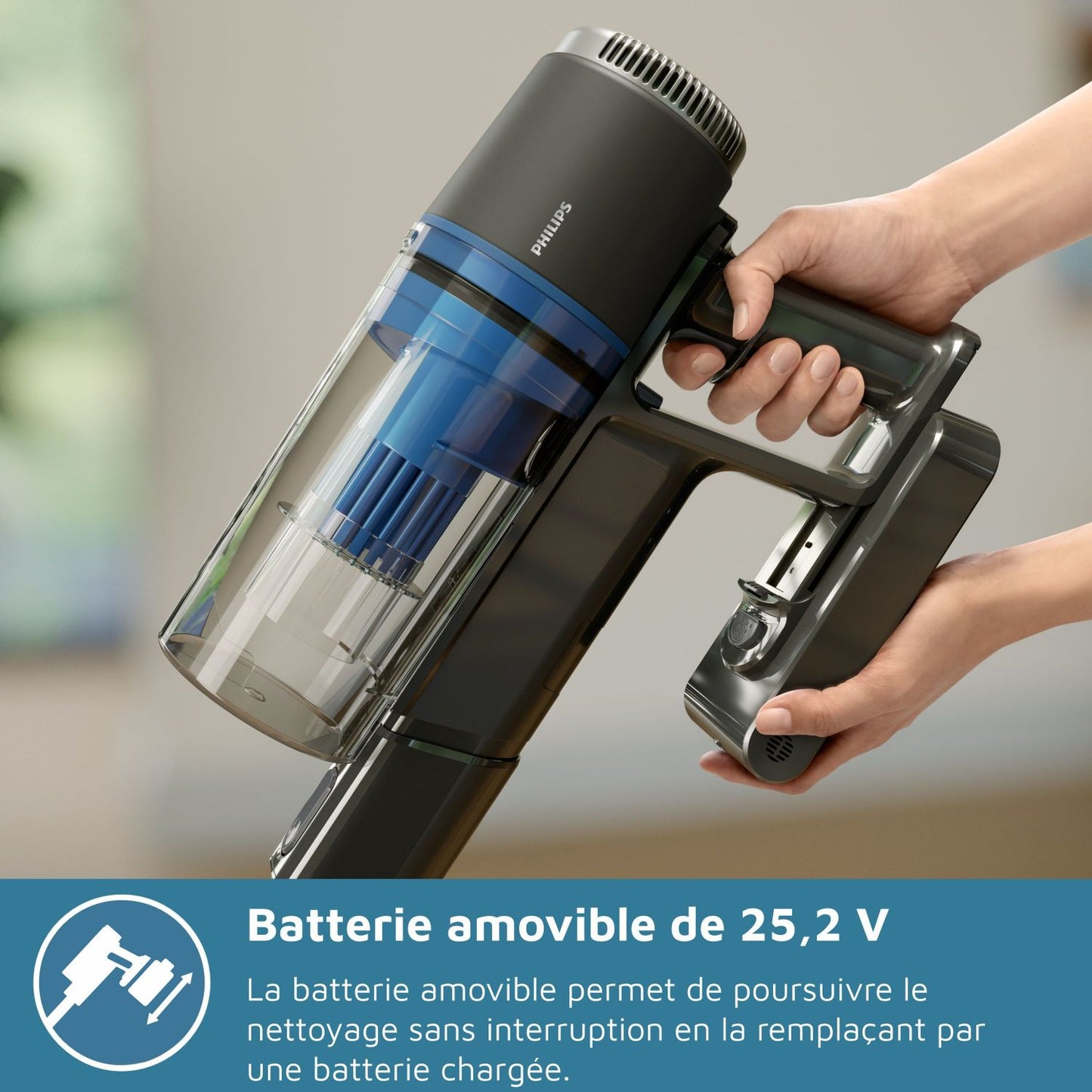 PHILIPS XC3033/01 PowerCyclone 8 - Cordless Stick Vacuum Cleaner - - Up to 60 minutes of battery life - Cargo Green