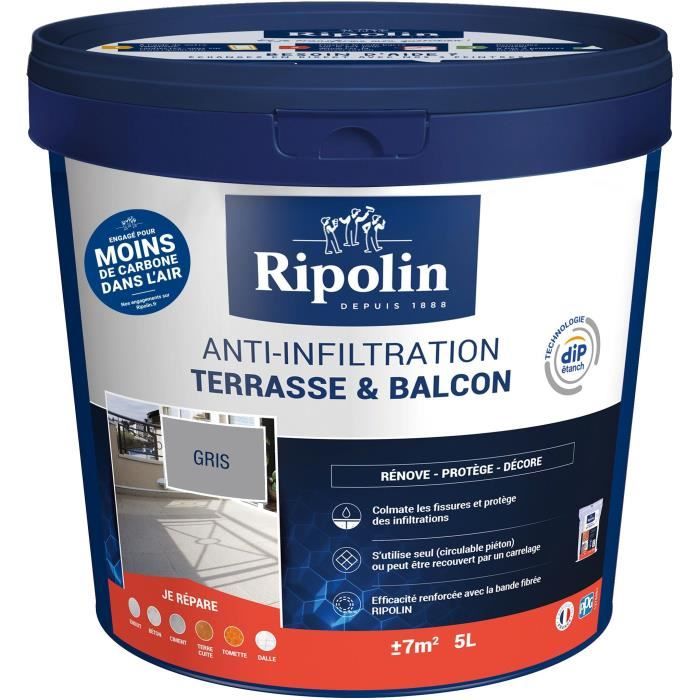 Anti-infiltration for terraces and balconies, grey - RIPOLIN - 5 L