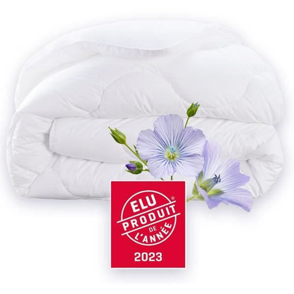 Duvet 240x260 cm DODO CHAMPS DE LIN - Warm - 450G/m² - Duvet for 2 people - Soft and Warm - Anti-mite Antibacterial - White