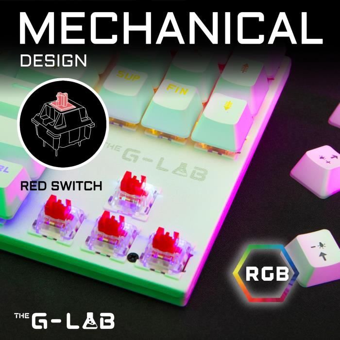Combo Gaming Mechanical Keyboard TKL + Mouse - THE G-LAB - COMBO MERCURY W - White