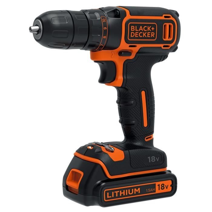 BLACK & DECKER BDCDC18BAFC - Drill-driver - Li Ion 2x18 V battery + 80 accessories - Orange
