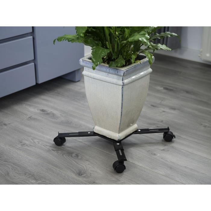 NATURE Roller shelf for extendable plants - Black metal - H6 x 34/51 x 34/51 cm