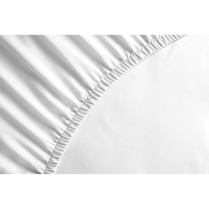 Fitted sheet - HOME LINGE PASSION - HP71772 - 180 x 200 cm + 30 cm bonnet - Microfiber - 82 g - White