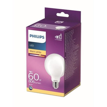 Philips LED Equivalent 60W E27 Warm Warm Non -Dimmable, Glass