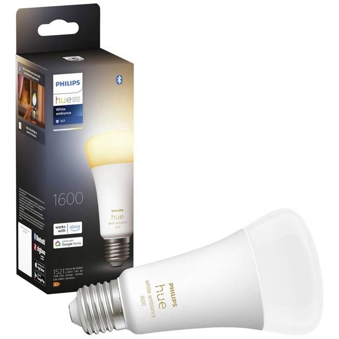 Philips Hue White Ambiance, E27 connected LED bulb, Equivalent 100W, 1600 Lumen, Bluetooth compatible