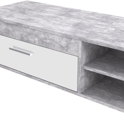 Pilvi TV cabinet - White and light concrete - Contemporary - L 120 x D 42.1 x H 31.8 cm