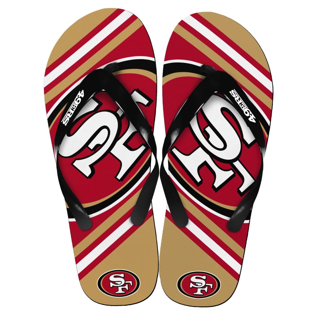 San Francisco 49Ers NFL Unisex Big Logo Flip Flops Small (W 7-8)