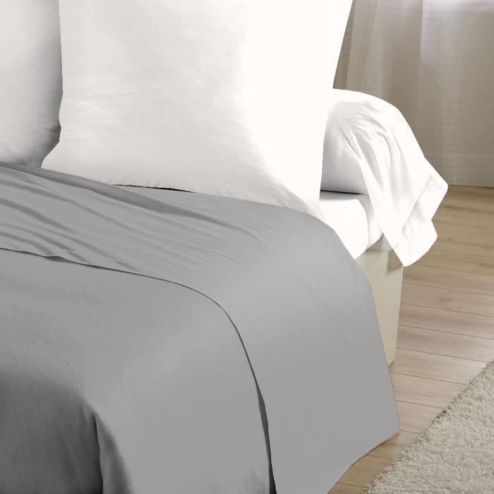 Flat sheet - HOME LINGE PASSION - 240 x 300 cm - Light grey