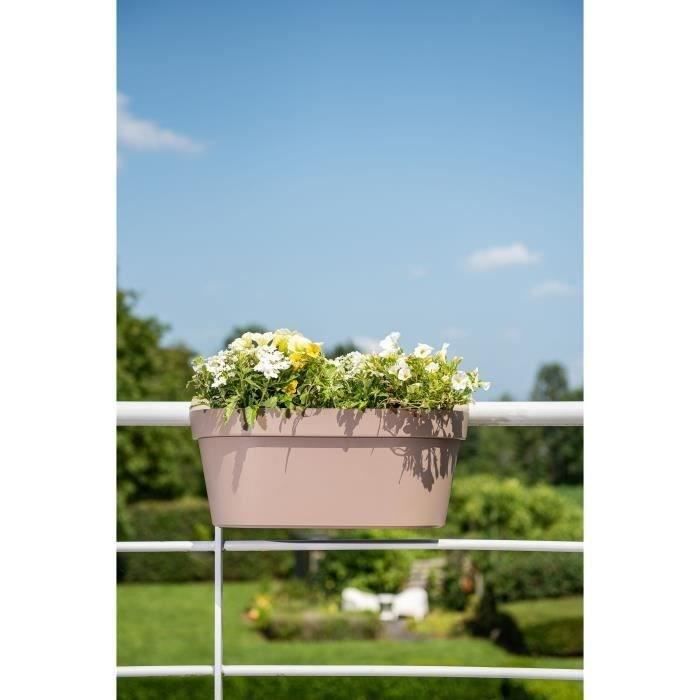 Planter + hook - GARDEN ID Star - Taupe 50 x 21 cm - Easy fixing - Water reserve - recycled and 100% recyclable