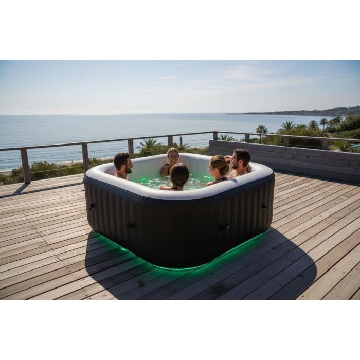 SUNSPA Laminated square inflatable spa 6 people with Led