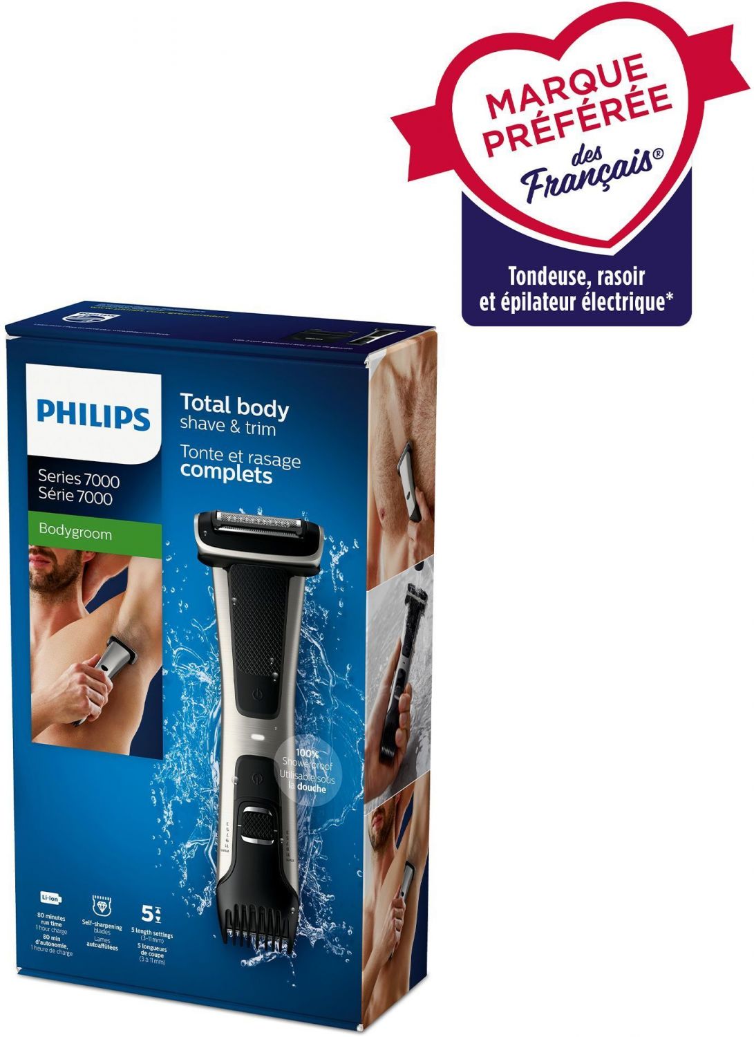 PHILIPS BG7025/15 Series 7000 4D Body Trimmer - Waterproof