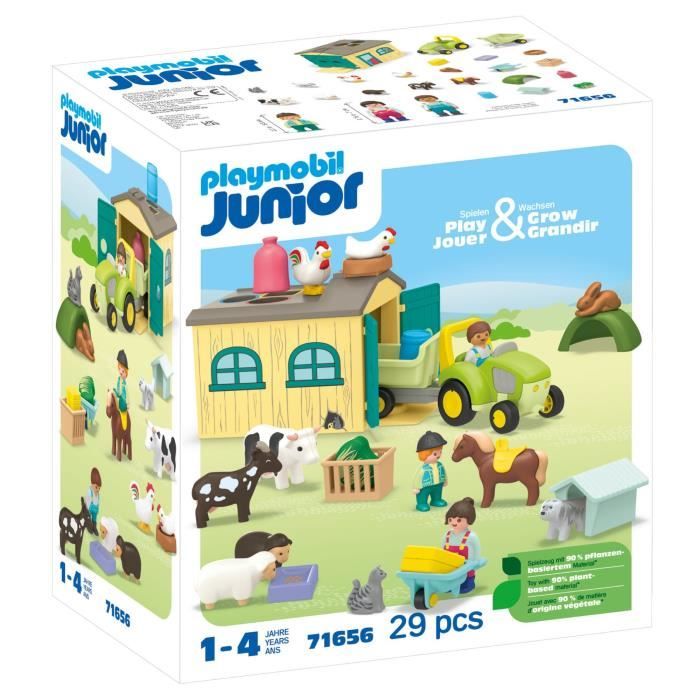 PLAYMOBIL Junior 71656 Farm tractor and animals, characters, For baby and child, From 18 months