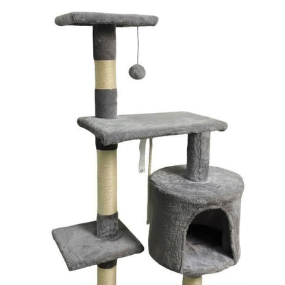 PALOMA Dark grey cat tree 40 x 40 x 114cm - 3 platforms, 1 rope, 1 niche, scratching posts