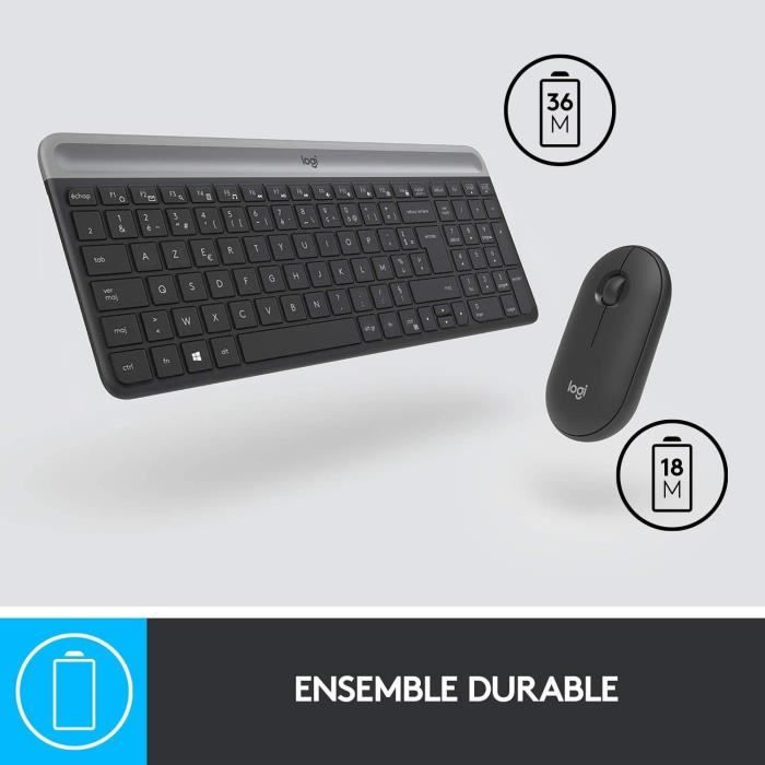 Logitech - MK470 Ultra-Slim Wireless Keyboard + Mouse and Silent Wireless System - Compact and Flat Layout - 2.4 GHz USB Receiver