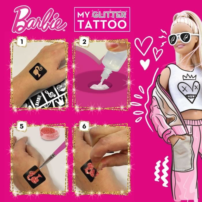 Barbie Glitter Tattoo Kit - LISCIANI GIOCHI - Create colorful and sparkly tattoos