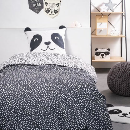 TODAY bed set - duvet cover 140x200 + 2 pillowcases 63x63 - 1 person - FUNNY2.8 - White and black