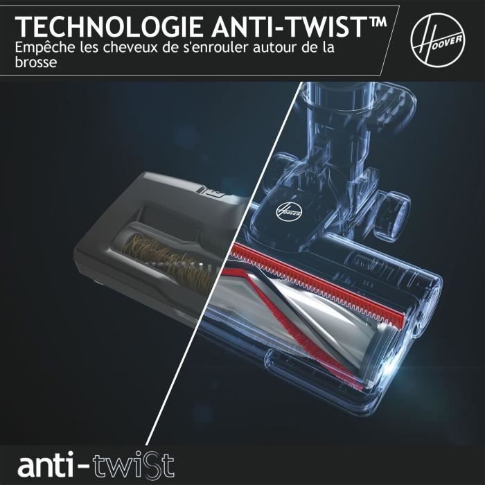 Cordless Stick Vacuum Cleaner - HOOVER HF920H - 65 AW - 86 dBA - LED Display - Pink / Grey