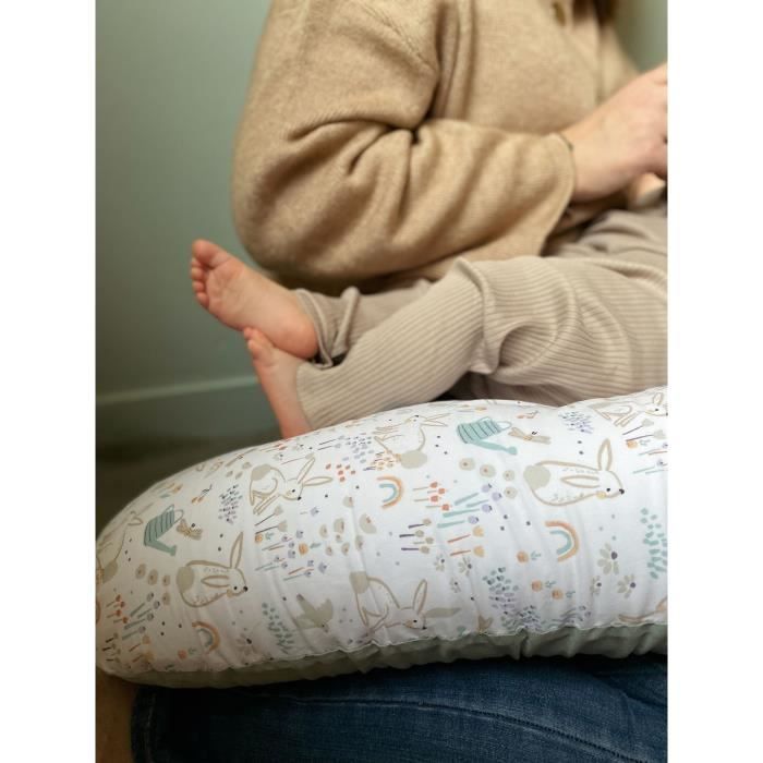 Maternity pillow - TINEO - Sage green - Rabbits