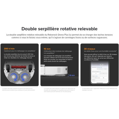 Roborock QRevo Plus White Robot Vacuum Cleaner with Multi-Function Station - 7000 Pa Power - Extendable Mop