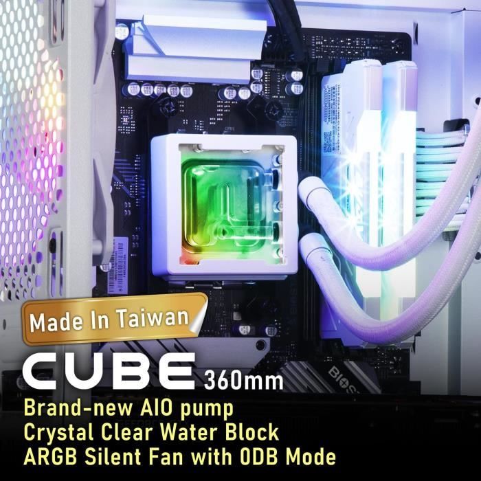 BITFENIX Cube AIO 360 (White) - Watercooling AIO - 3x120mm